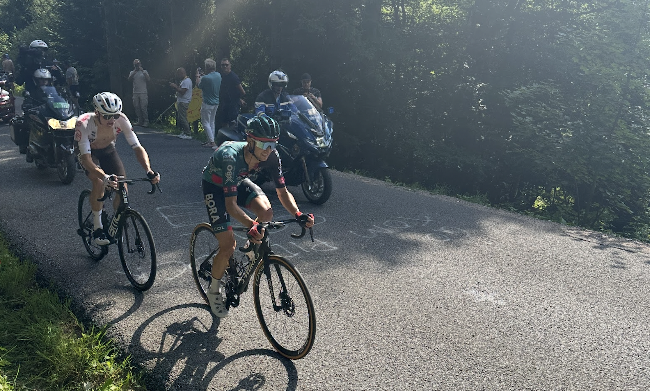 Tour de France riders on the Col de Joux Plane, Samoëns